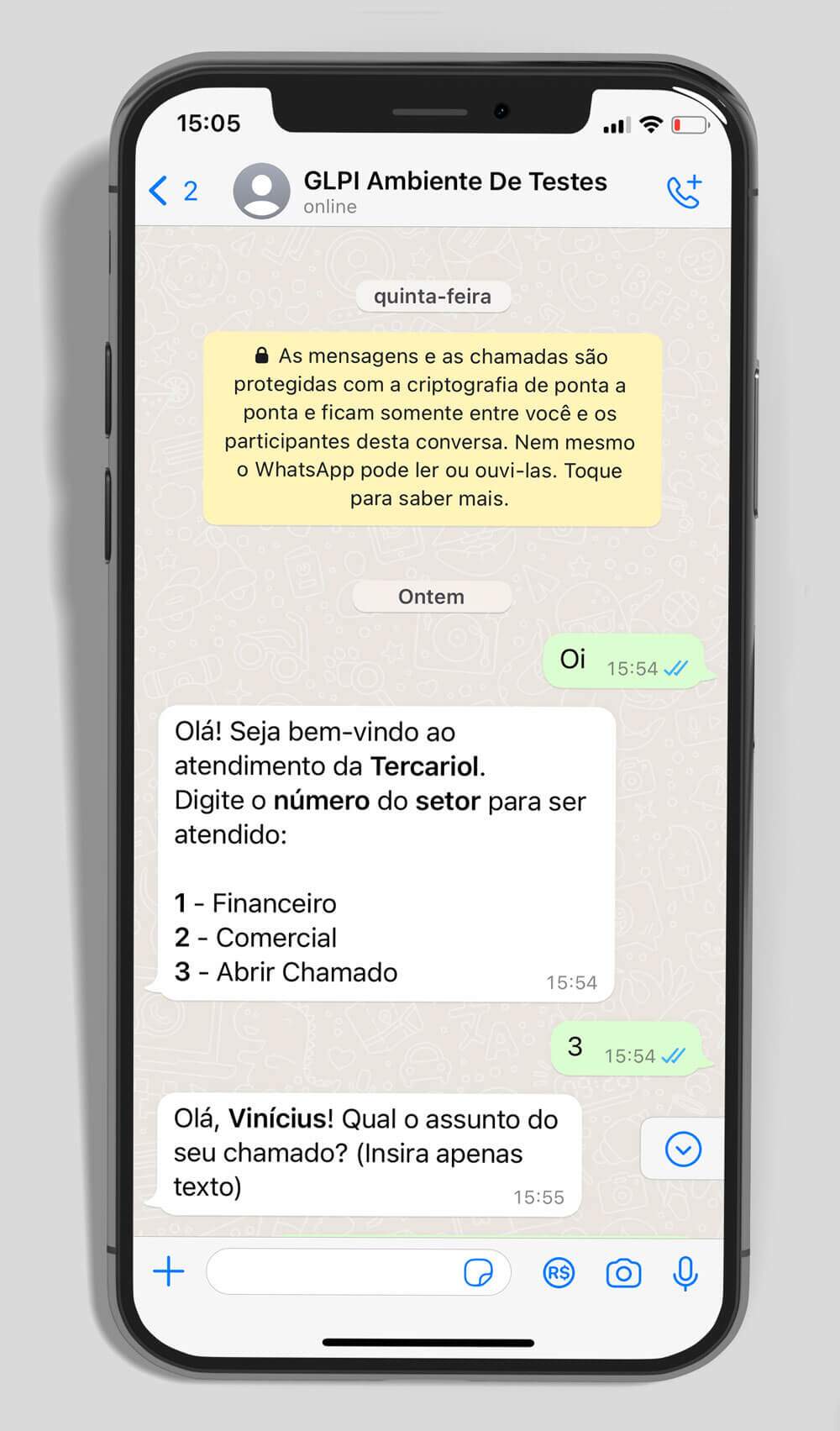 GLPI WhatsApp para suporte ao cliente online