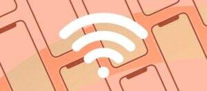 Símbolo do Wi-Fi em um plano de fundo rosa.