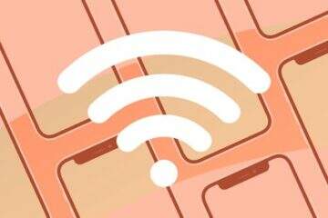 Símbolo do Wi-Fi em um plano de fundo rosa.