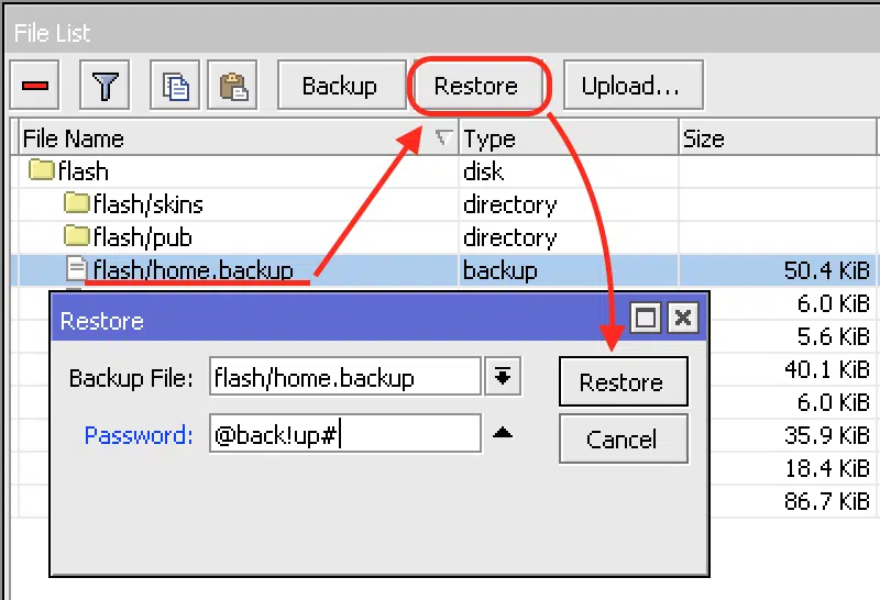 restore backup - DT Network