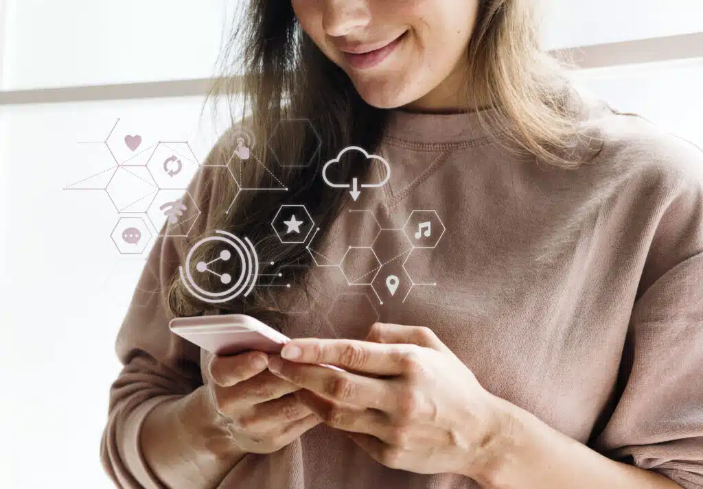 happy woman with phone - DT Network