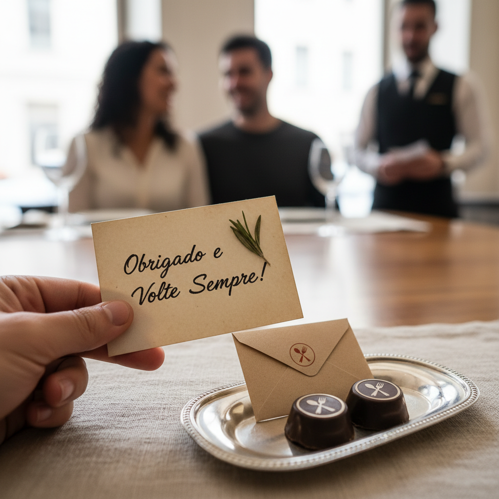 Detalhe ilustrando práticas de pós-venda em restaurantes em contexto operacional, complementar ao texto.
