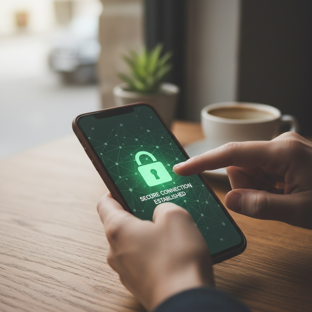 Detalhe de mãos usando celular em rede aberta e dicas para melhorar a experiência no Wi-Fi público