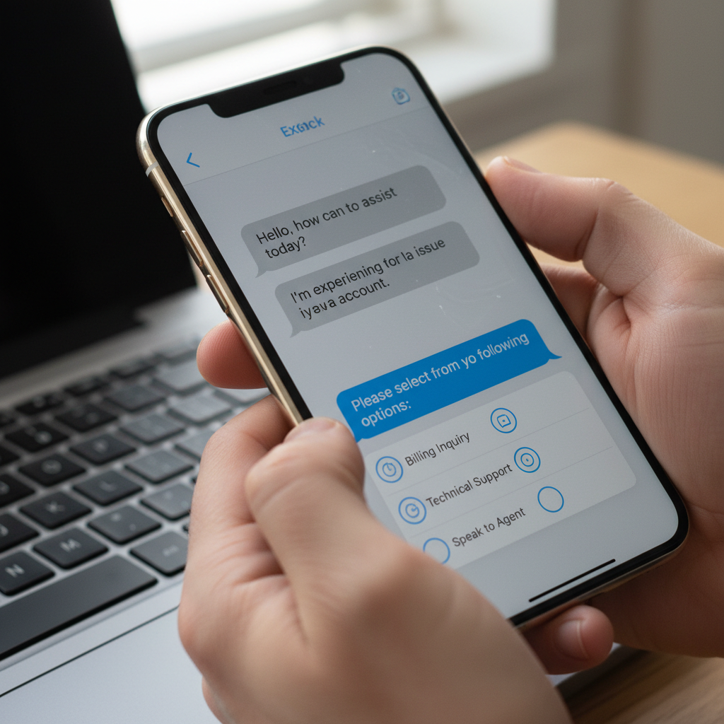 Chatbot para WhatsApp: Como Implementar e Escalar 2 Mãos segurando celular com tela de mensagens ao aprender chatbot para whatsapp como implementar em ambiente profissional.