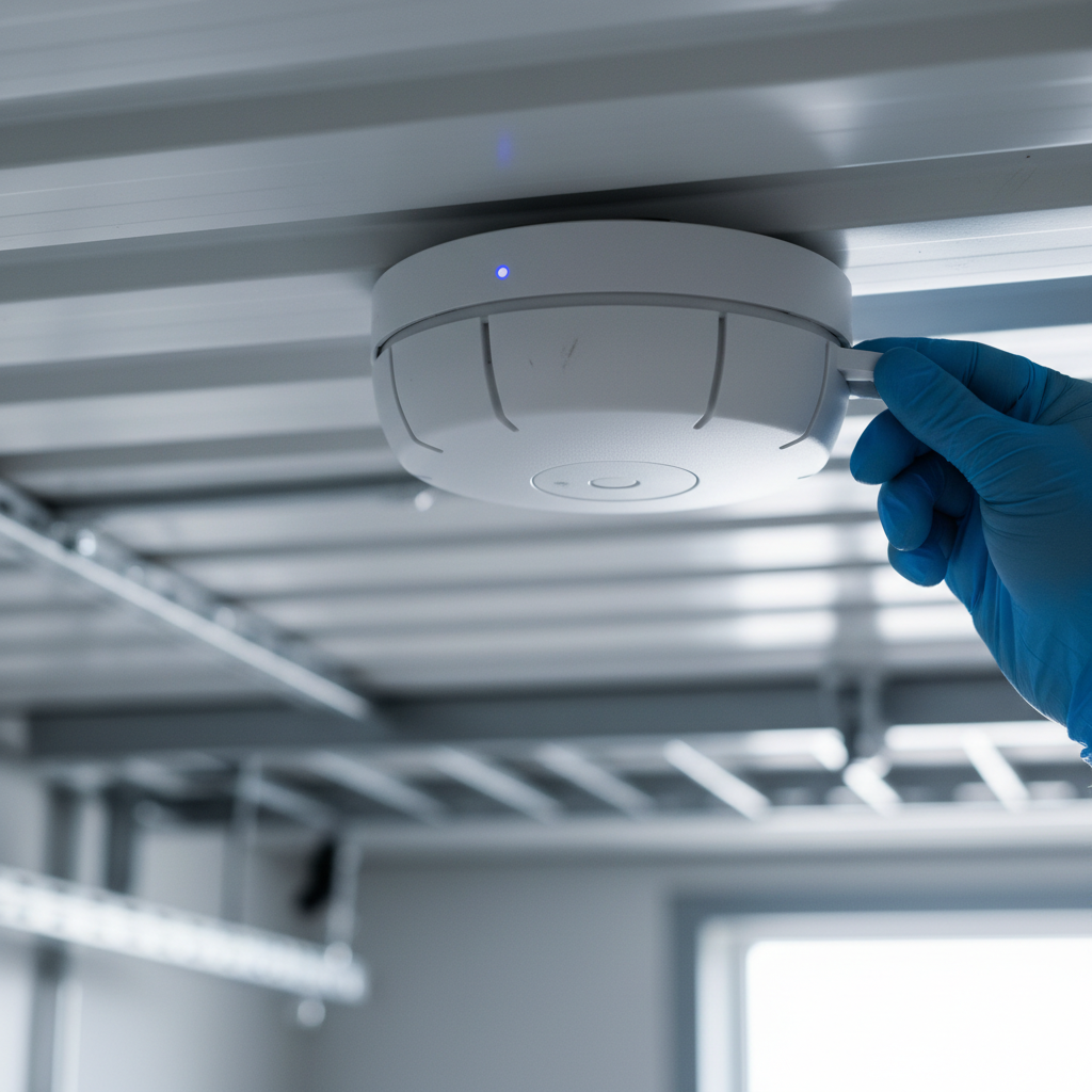 Close técnico em um roteador empresarial instalado no teto para coleta de métricas de wi-fi marketing precisas.