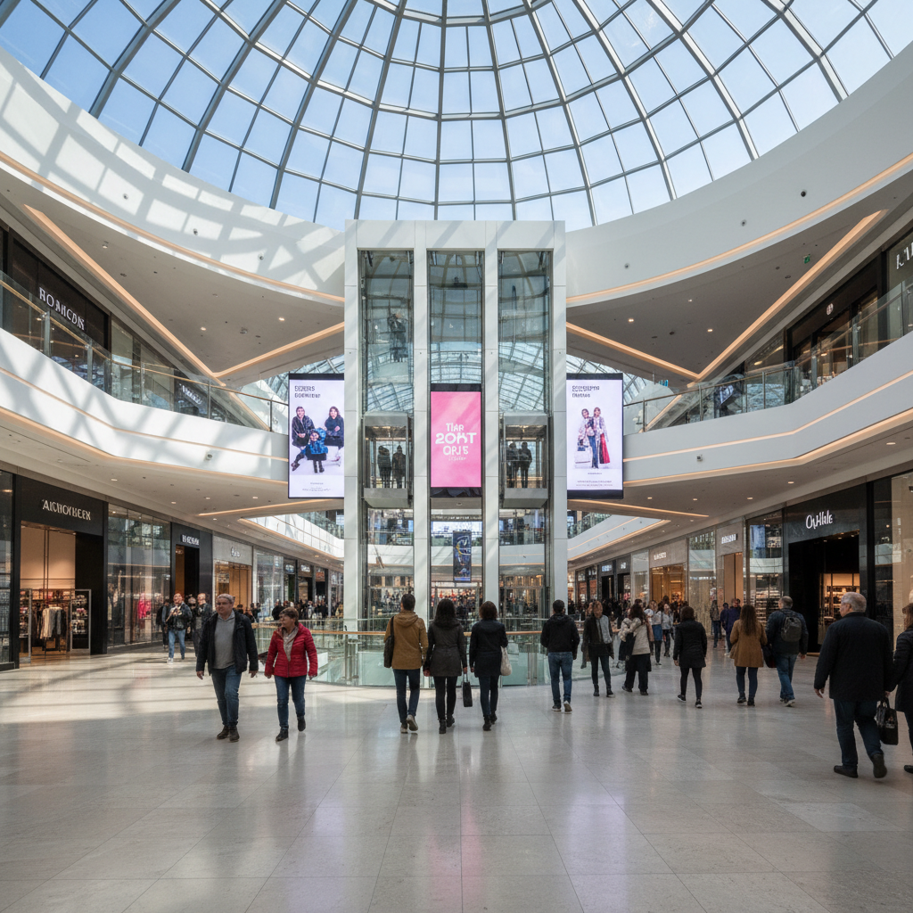 Como usar dados offline no marketing digital e provar ROI 3 Vista ampla de shopping center moderno com pessoas circulando ilustrando como usar dados offline no marketing digital.